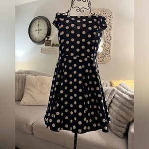 NOBO- No Boundaries Navy Blue and White polka dot dress, Size M 7-9